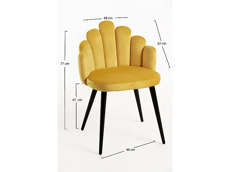 Sillas Comedor - Silla Hand Terciopelo Patas Negras - Amarillo