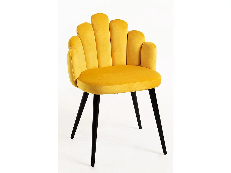 Sillas Comedor - Silla Hand Terciopelo Patas Negras - Amarillo