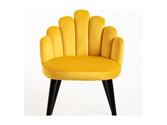 Sillas Comedor - Silla Hand Terciopelo Patas Negras - Amarillo