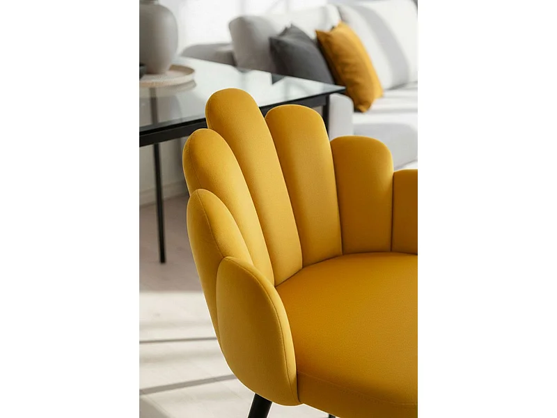 Sillas Comedor - Silla Hand Terciopelo Patas Negras - Amarillo