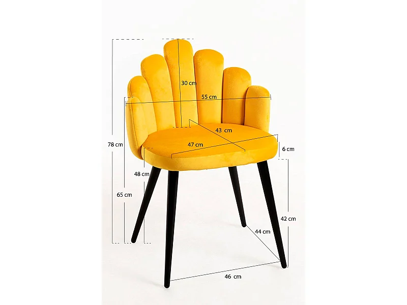 Sillas Comedor - Silla Hand Terciopelo Patas Negras - Amarillo