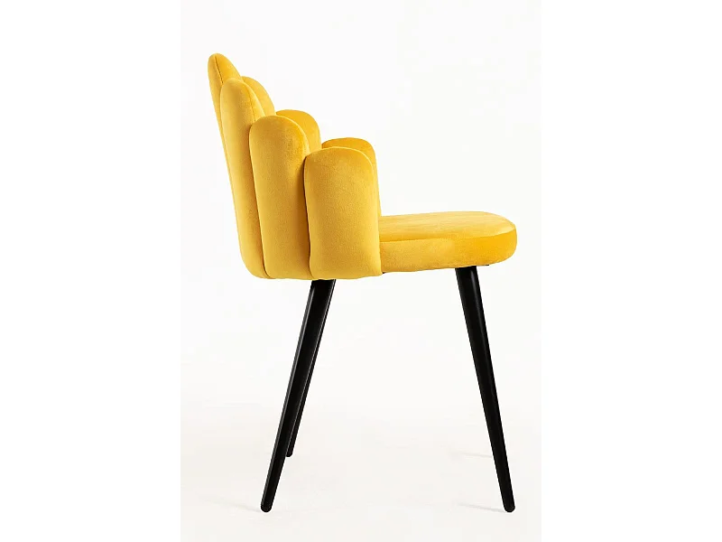 Sillas Comedor - Silla Hand Terciopelo Patas Negras - Amarillo
