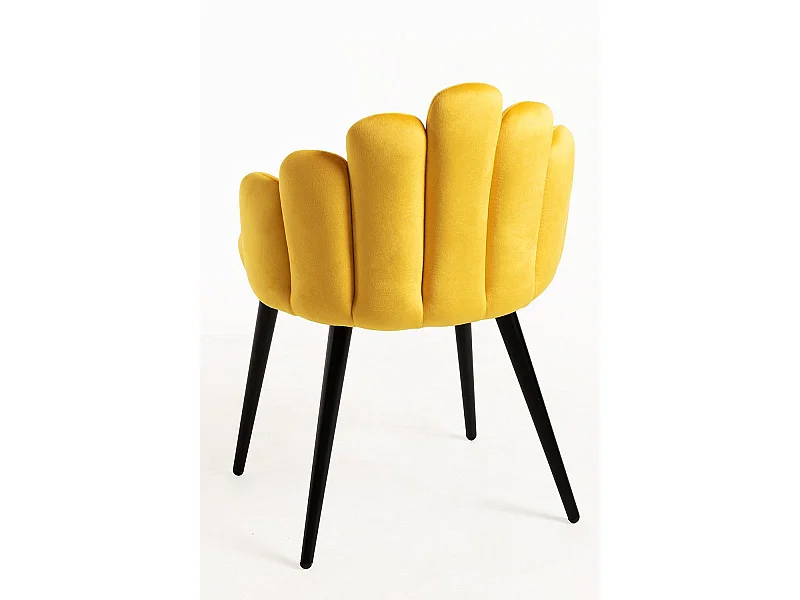 Sillas Comedor - Silla Hand Terciopelo Patas Negras - Amarillo