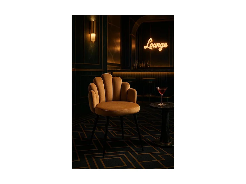 Sillas Comedor - Silla Hand Terciopelo Patas Negras - Marrón