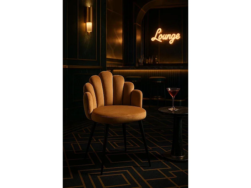 Sillas Comedor - Silla Hand Terciopelo Patas Negras - Marrón