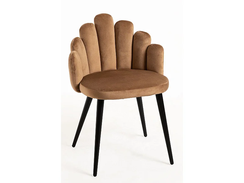 Sillas Comedor - Silla Hand Terciopelo Patas Negras - Marrón