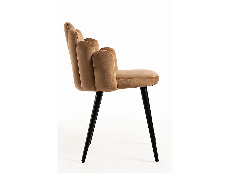 Sillas Comedor - Silla Hand Terciopelo Patas Negras - Marrón