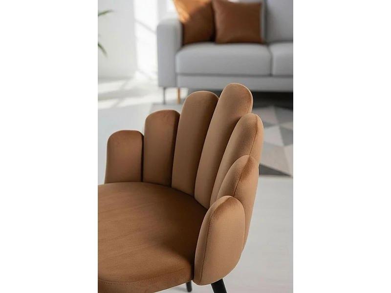 Sillas Comedor - Silla Hand Terciopelo Patas Negras - Marrón