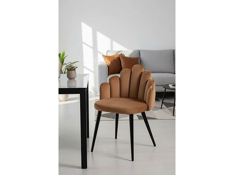 Sillas Comedor - Silla Hand Terciopelo Patas Negras - Marrón