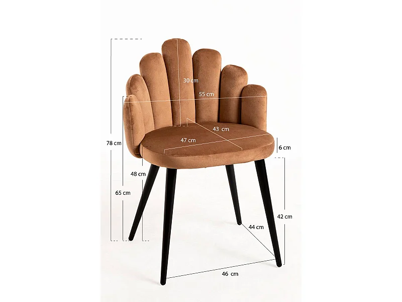 Sillas Comedor - Silla Hand Terciopelo Patas Negras - Marrón