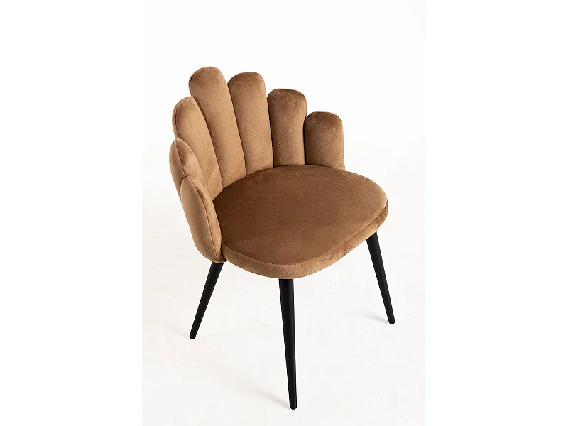 Sillas Comedor - Silla Hand Terciopelo Patas Negras - Marrón
