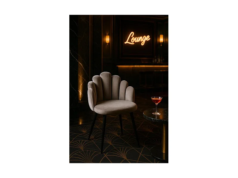 Sillas Comedor - Silla Hand Terciopelo Patas Negras - Gris