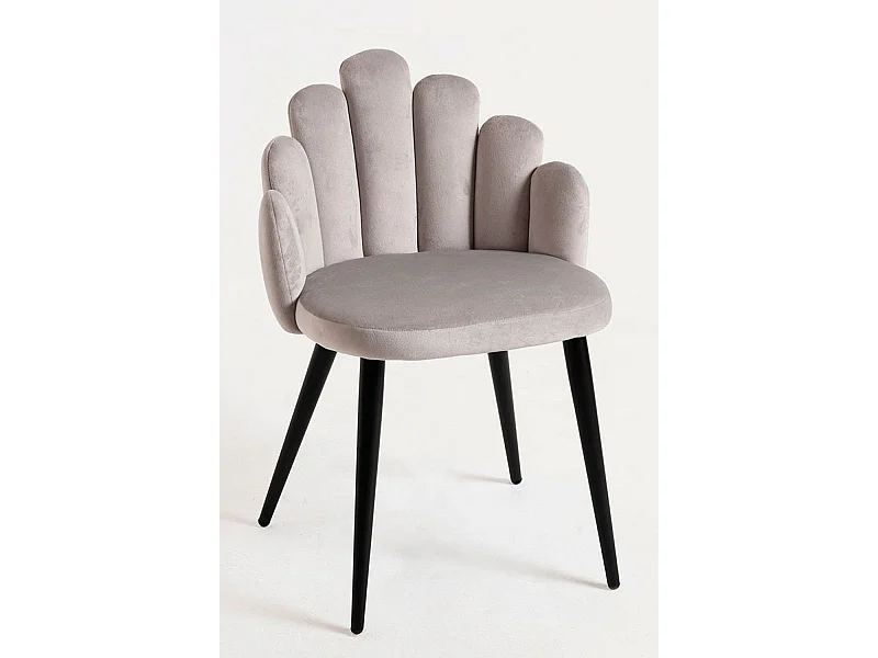 Sillas Comedor - Silla Hand Terciopelo Patas Negras - Gris