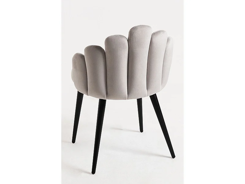 Sillas Comedor - Silla Hand Terciopelo Patas Negras - Gris