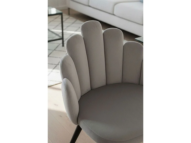 Sillas Comedor - Silla Hand Terciopelo Patas Negras - Gris