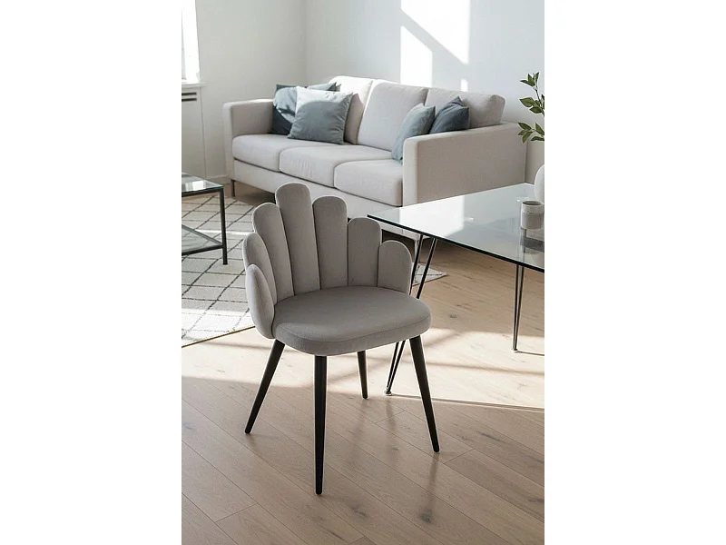 Sillas Comedor - Silla Hand Terciopelo Patas Negras - Gris
