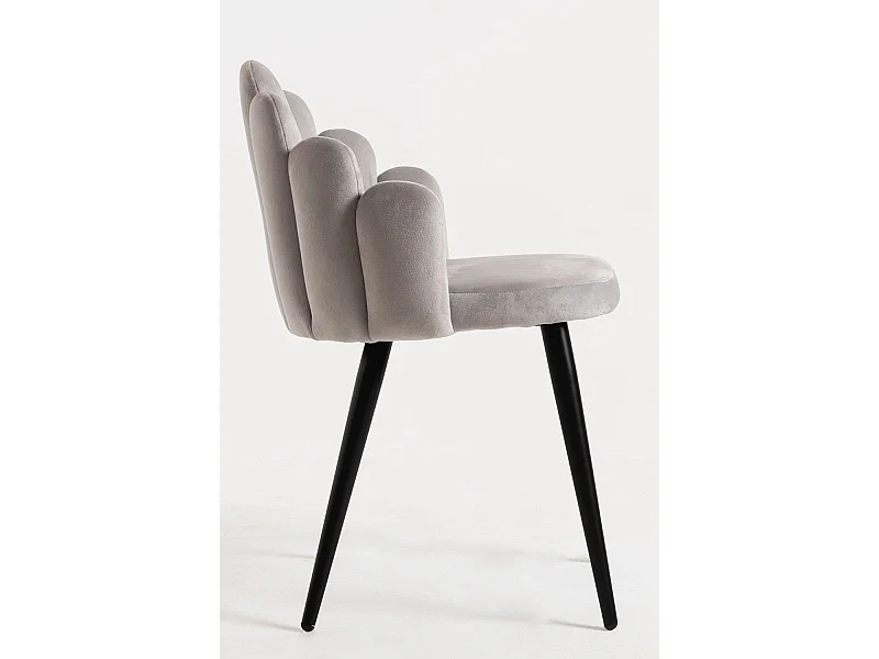 Sillas Comedor - Silla Hand Terciopelo Patas Negras - Gris