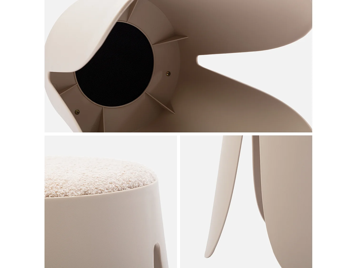 Set di 2 sgabelli impilabili in materiale bouclé, beige