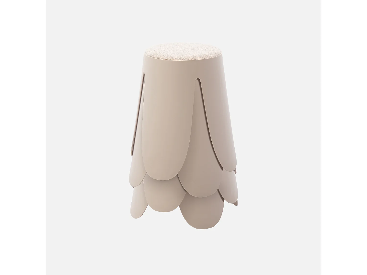 Set di 4 sgabelli impilabili in materiale bouclé, beige