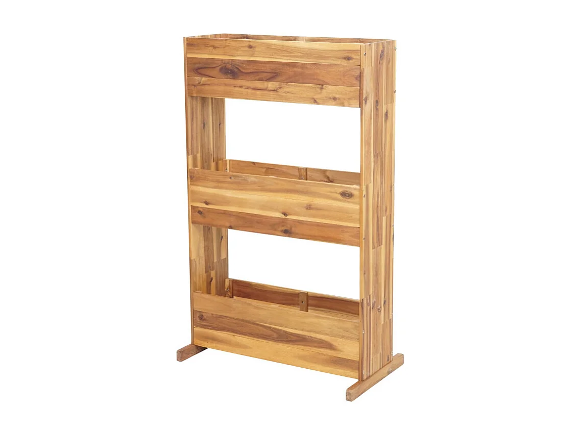 Étagère de jardinière HWC-L20 - jardinière surélevée - 115x71x40cm Outdoor bois d'acacia certifié MVG - 3 rangées marron