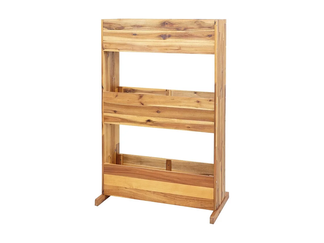 Étagère de jardinière HWC-L20 - jardinière surélevée - 115x71x40cm Outdoor bois d'acacia certifié MVG - 3 rangées marron