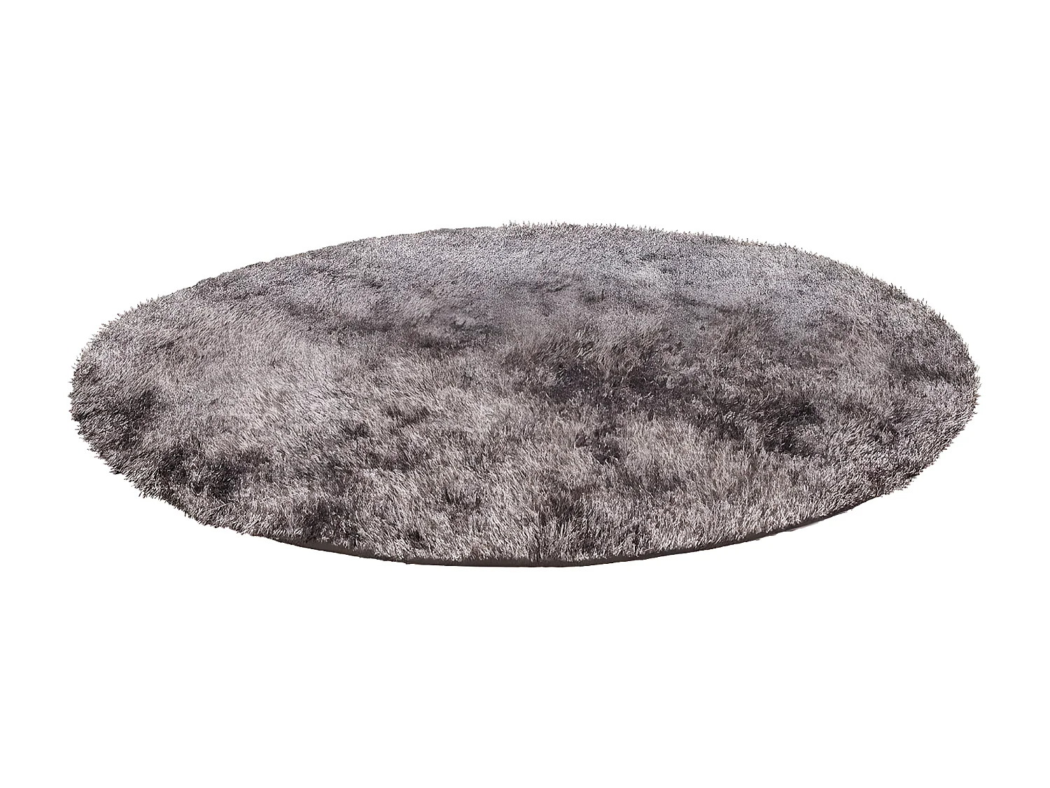 Tapis Shaggy Rond Fait Main "Diamond" Champagne 160 cm