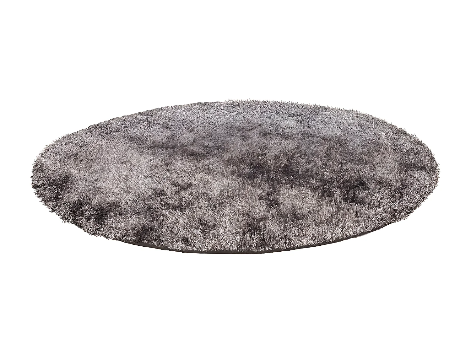 Tapis Shaggy Rond Fait Main "Diamond" Champagne 120 cm