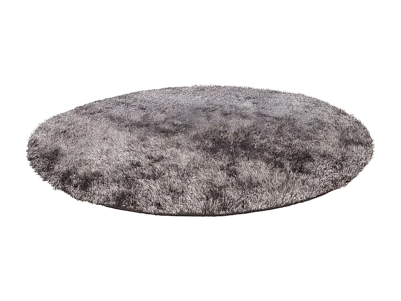 Tapis Shaggy Rond Fait Main "Diamond" Champagne 120 cm
