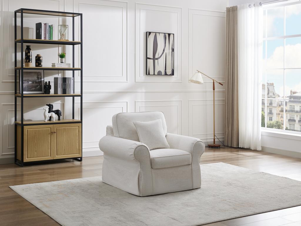 Fauteuil en lin et tissu chiné blanc ZULIPRO de Maison Céphy