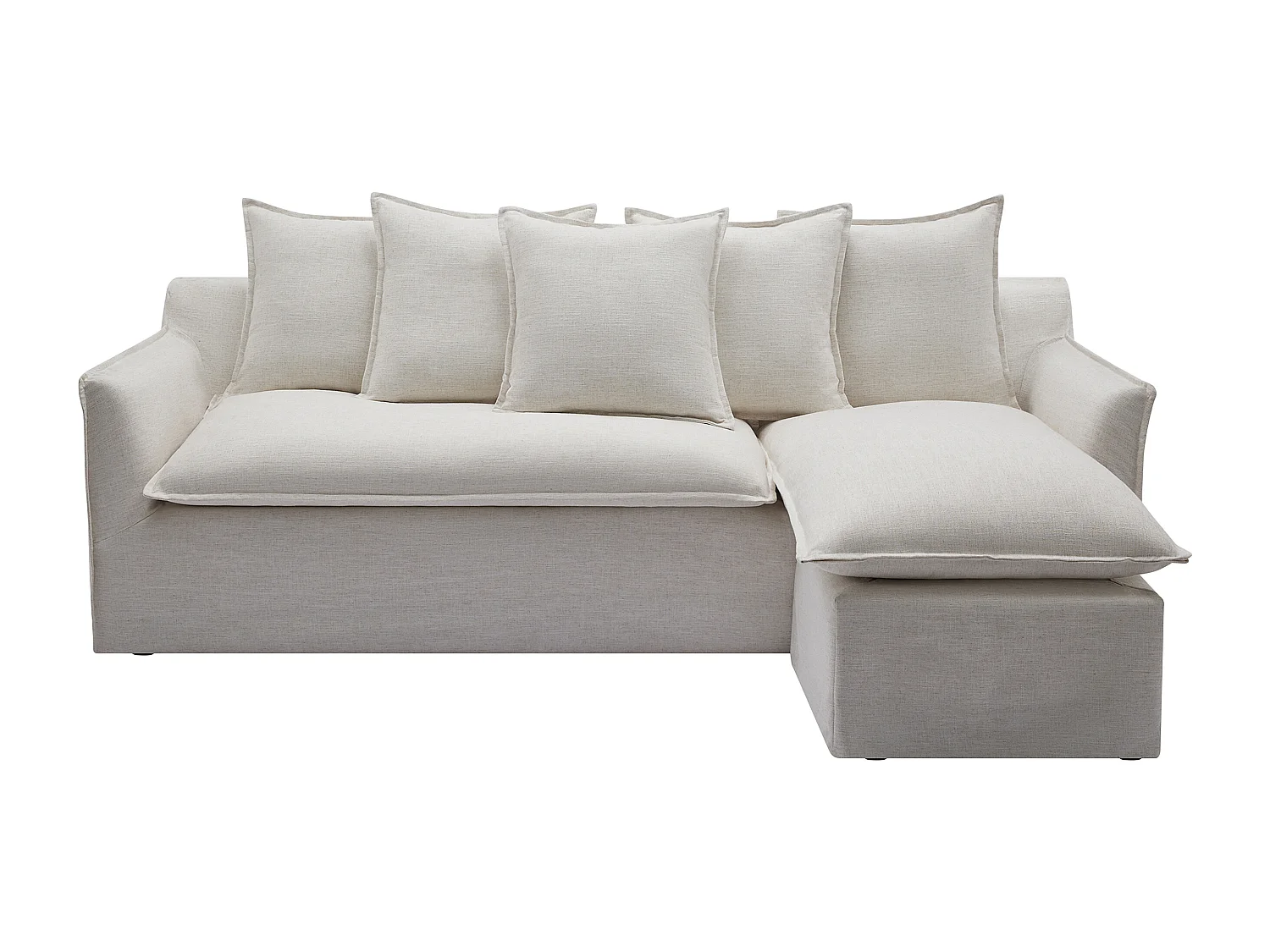 Ecksofa - Ecke wechselbar - melierter Stoff - Beige - PENIOLA von Maison Céphy