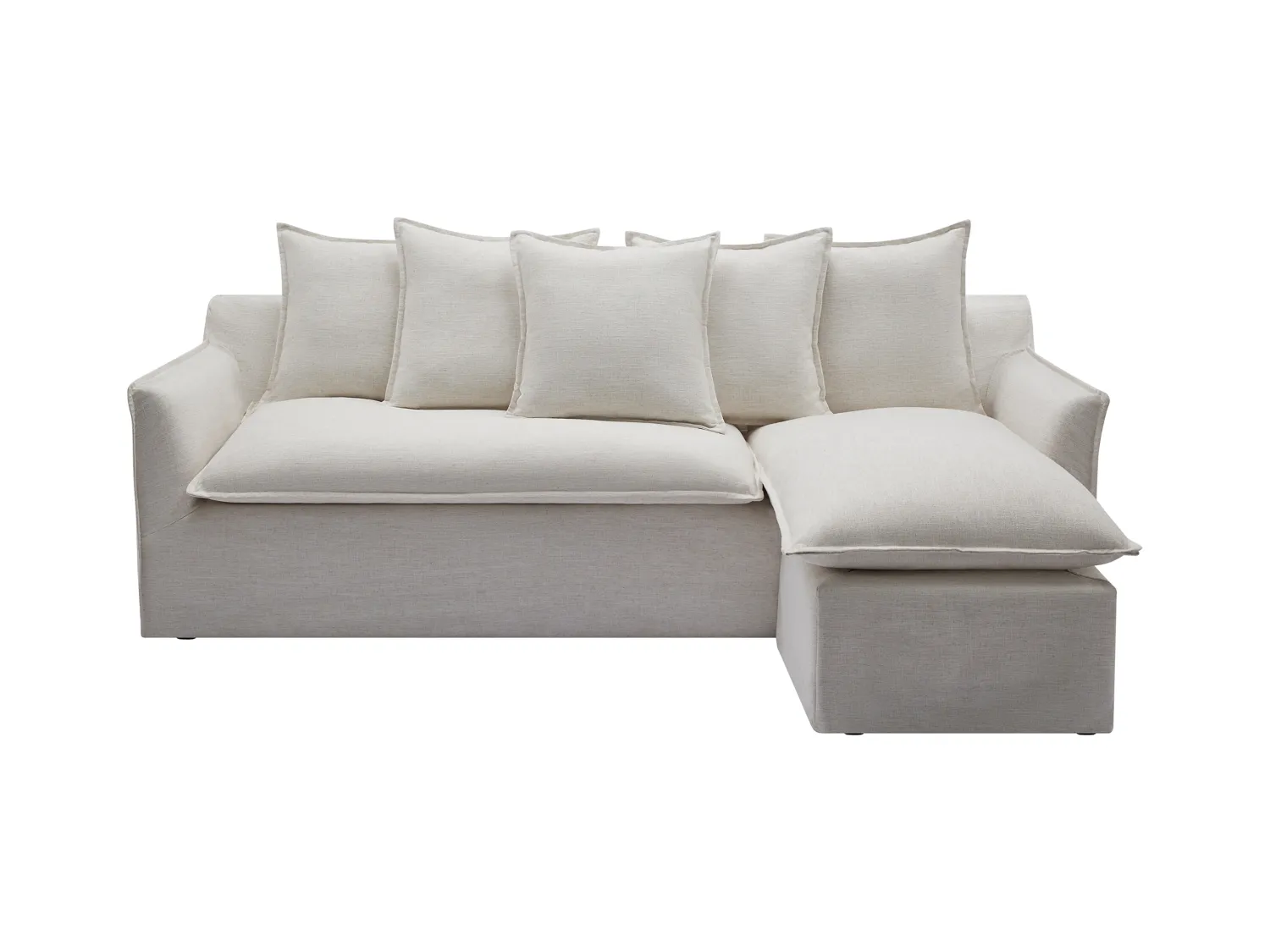 Sofá rinconera reversible de tela beige jaspeada PENIOLA de Maison Céphy