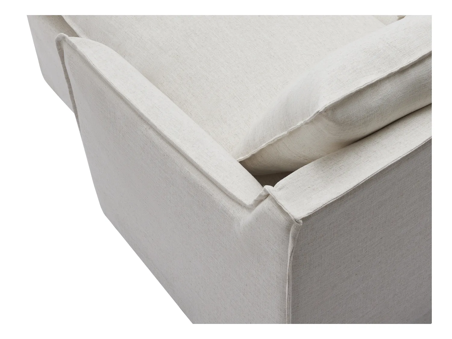 Sofá rinconera reversible de tela beige jaspeada PENIOLA de Maison Céphy