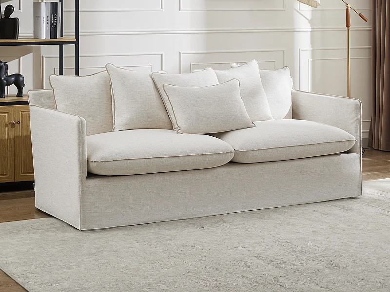 Sofa 3-Sitzer - melierter Stoff - Beige - MASLINO von Maison Céphy