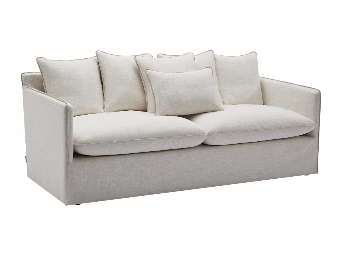 Sofa 3-Sitzer - melierter Stoff - Beige - MASLINO von Maison Céphy günstig online kaufen