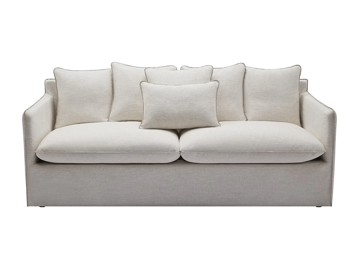 Driezitsbank van beige gechineerde stof MASLINO van Maison Céphy