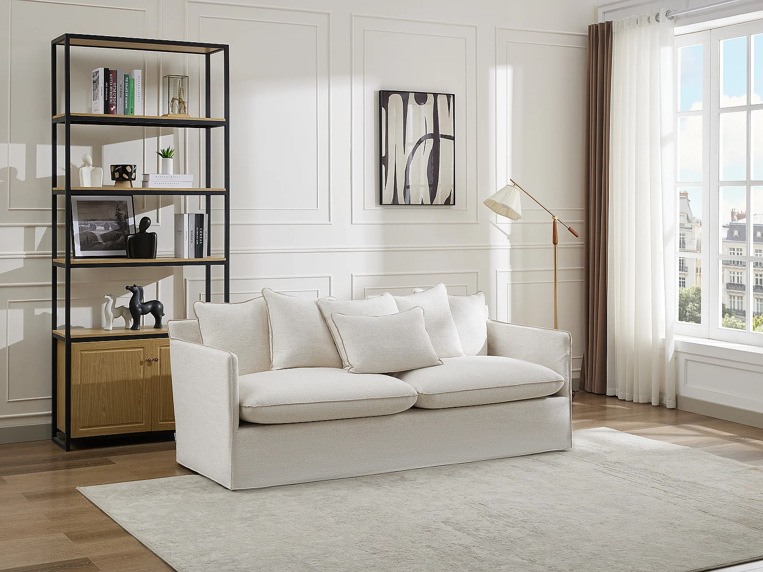 Sofa 3-Sitzer - melierter Stoff - Beige - MASLINO von Maison Céphy