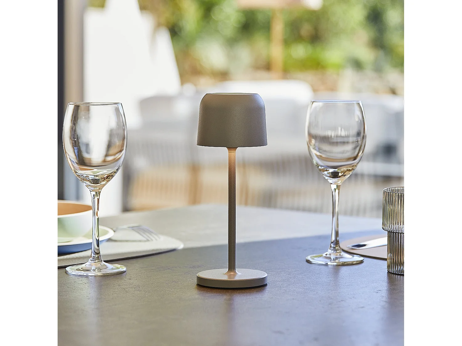 Lampe de table sans fil SOPHIA Gris Aluminium H20CM