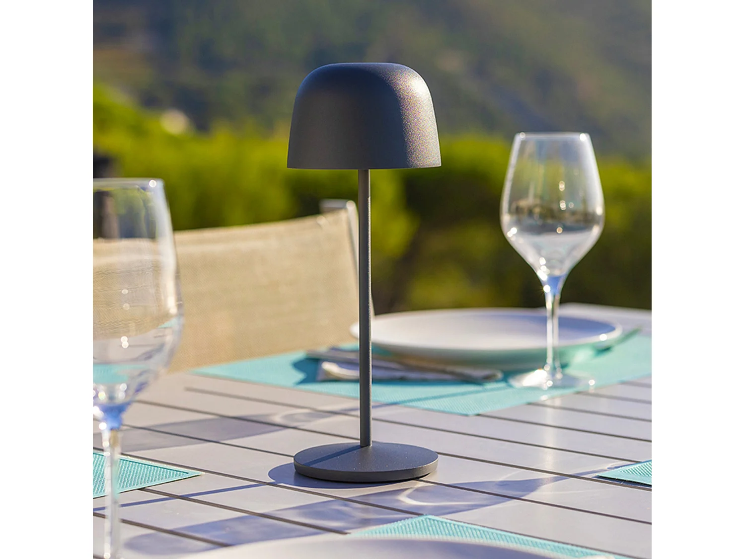 Lampe de table sans fil SOPHIA Gris anthracite Aluminium H28CM