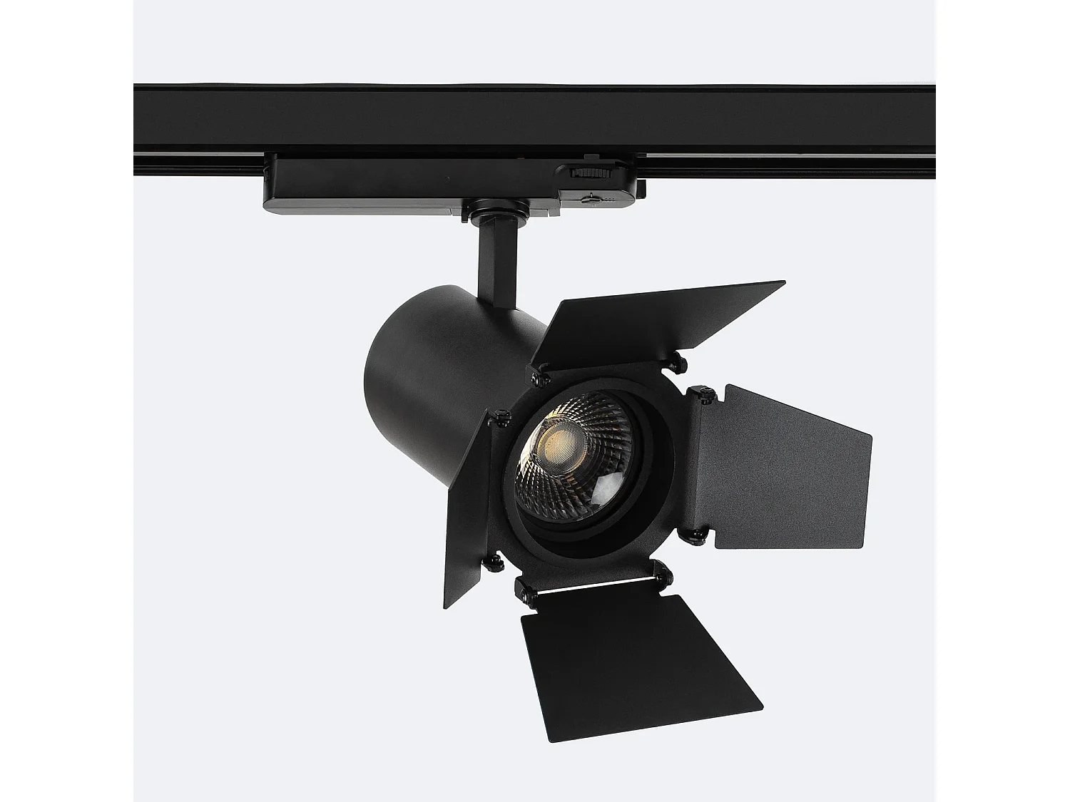 Spot LED sur Rail Triphasé 40W Fasano Cinéma Dimmable Noir 3200K Blanc chaud