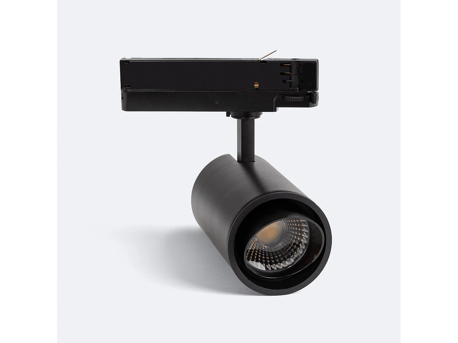 Spot LED sur Rail Triphasé 40W Dimmable Fasano Biseau Noir 3200K Blanc chaud