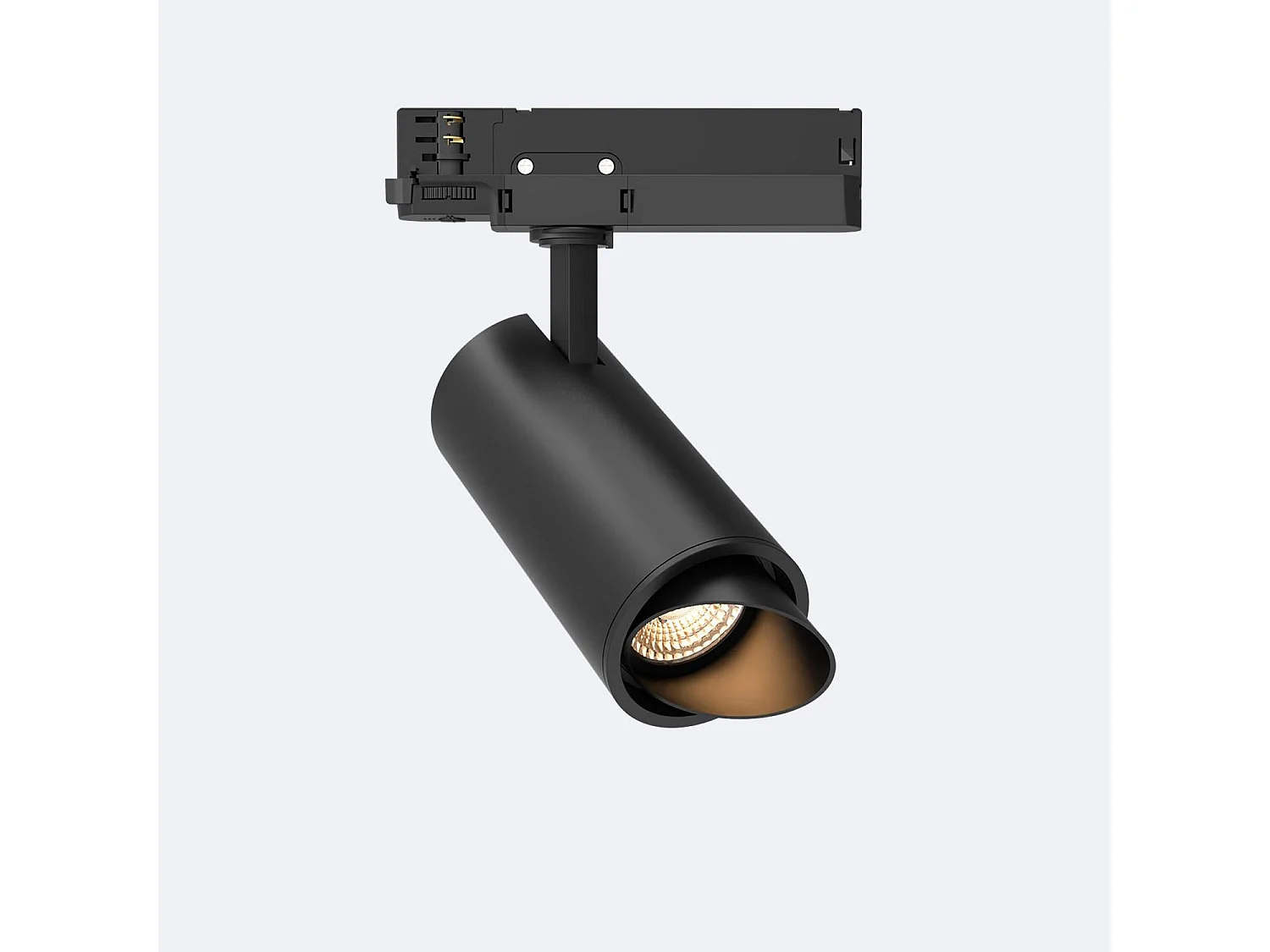 Spot LED sur Rail Triphasé 40W Dimmable Fasano Biseau Noir 3200K Blanc chaud
