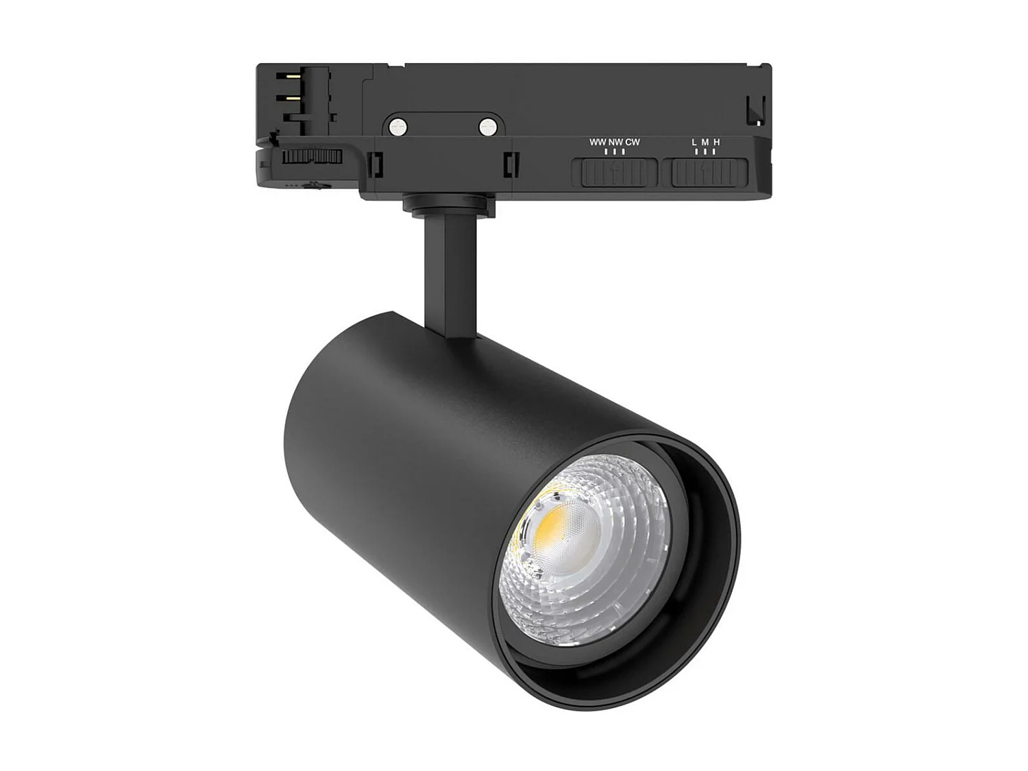 Spot LED sur Rail Triphasé 40W Dimmable Fasano CCT Sélectionnable Noir (2700K - 3200K - 4000K) Sélectionnable