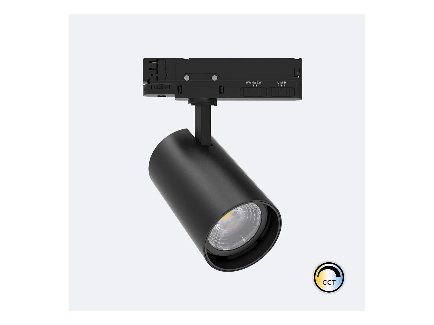 Spot LED sur Rail Triphasé 40W Dimmable Fasano CCT Sélectionnable Noir (2700K - 3200K - 4000K) Sélectionnable