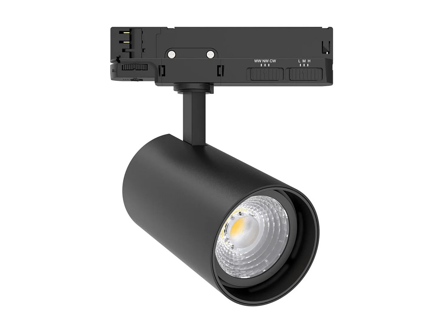 Spot LED sur Rail Triphasé 40W Dimmable Fasano CCT Sélectionnable Noir 2700K - 3200K - 4000K Sélectionnable