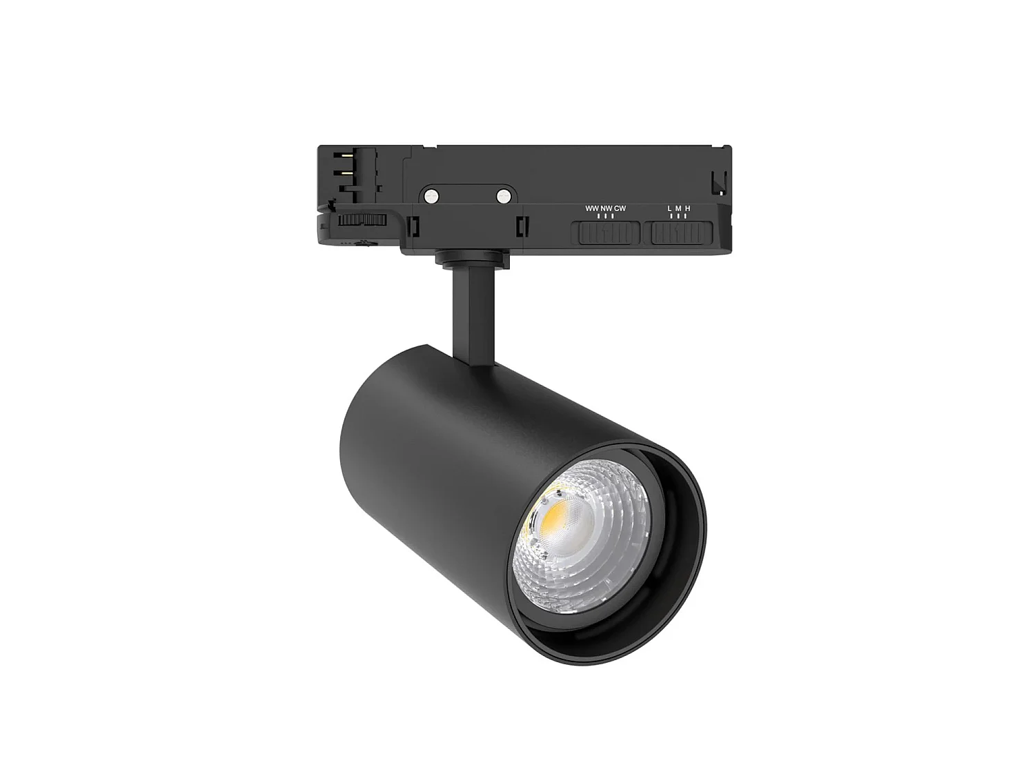 Spot LED sur Rail Triphasé 40W Dimmable Fasano CCT Sélectionnable Noir 2700K - 3200K - 4000K Sélectionnable