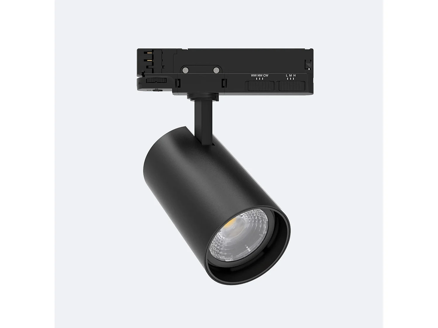 Spot LED sur Rail Triphasé 40W Dimmable Fasano CCT Sélectionnable Noir 2700K - 3200K - 4000K Sélectionnable