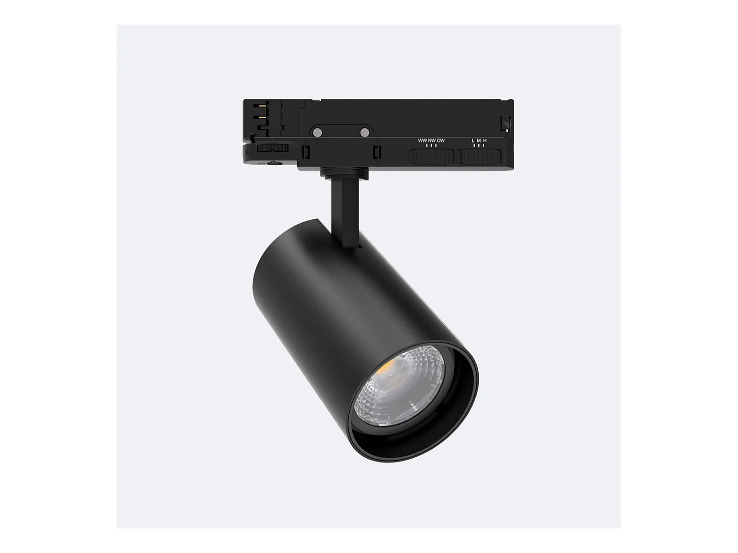 Spot LED sur Rail Triphasé 40W Dimmable Fasano Noir 3200K Blanc chaud