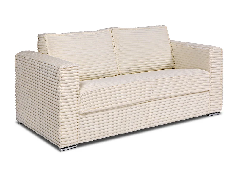 3-seters konverterbar sofa i corduroyfløyel med grov rib i beige - Soveplass 140 cm - Madrass 18 cm LORETO