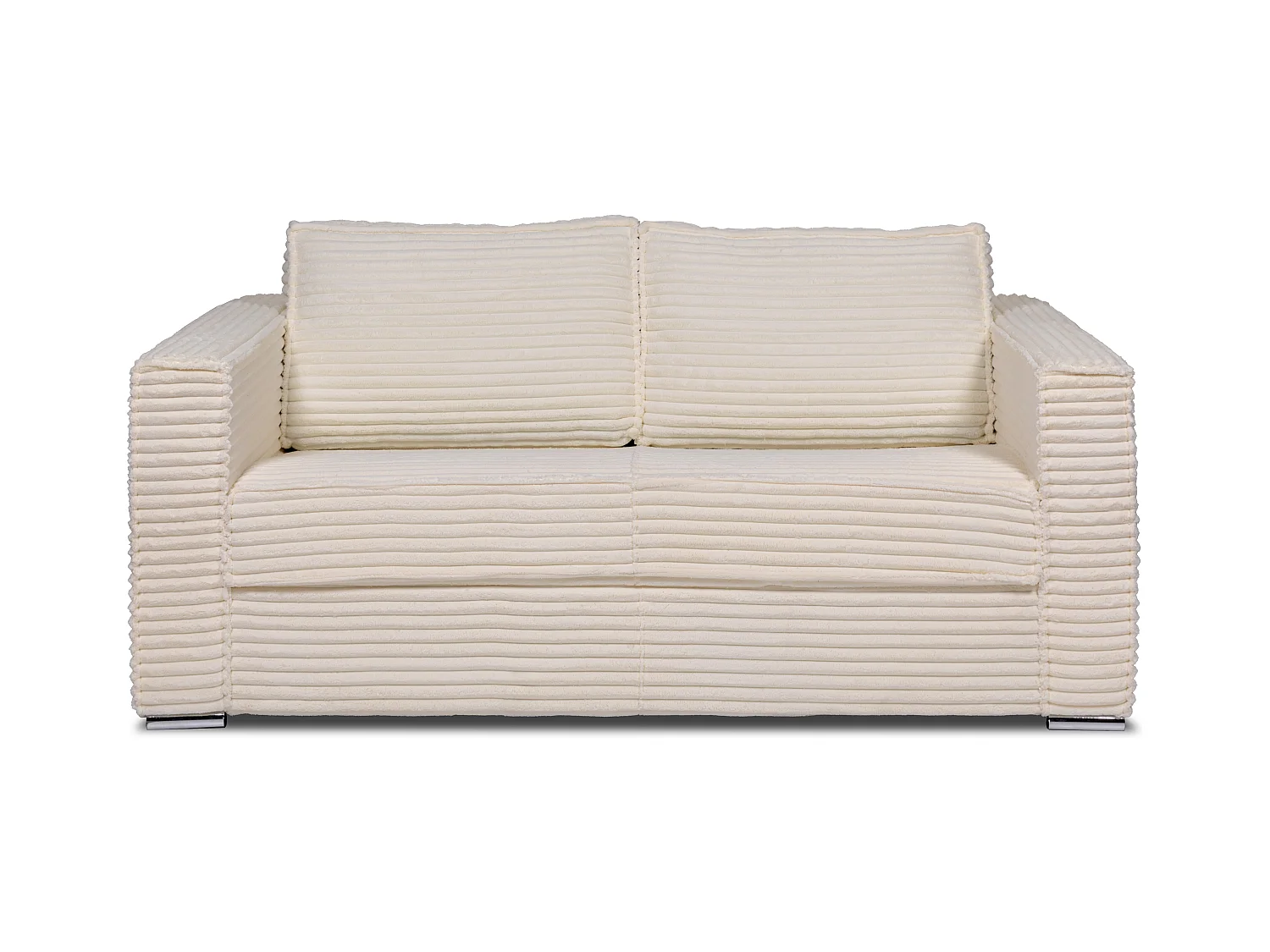 Canapé 3 places convertible express en velours côtelé grosses côtes beige - Couchage 140 cm -  Matelas 22 cm avec mémoire de forme LORETO