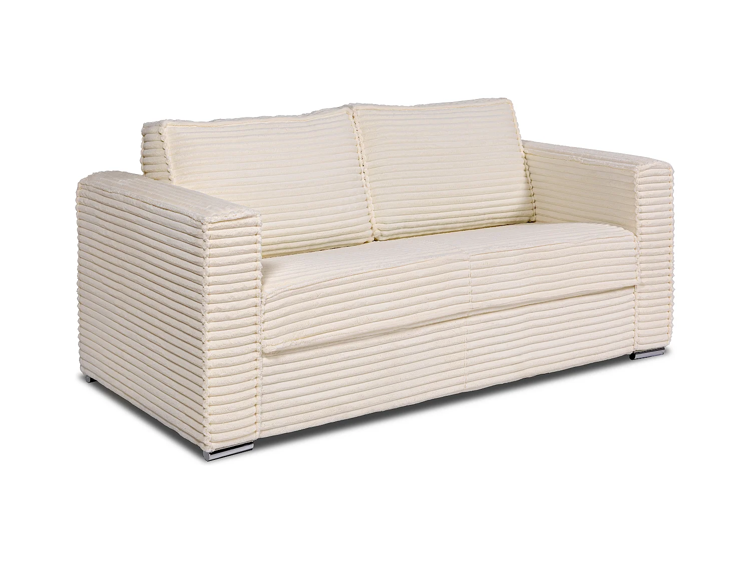 Schlafsofa mit Matratze 3-Sitzer - grob gerippter Cord - Beige - Liegefläche 140 cm - Matratze 22 cm mit Memory Schaum - LORETO